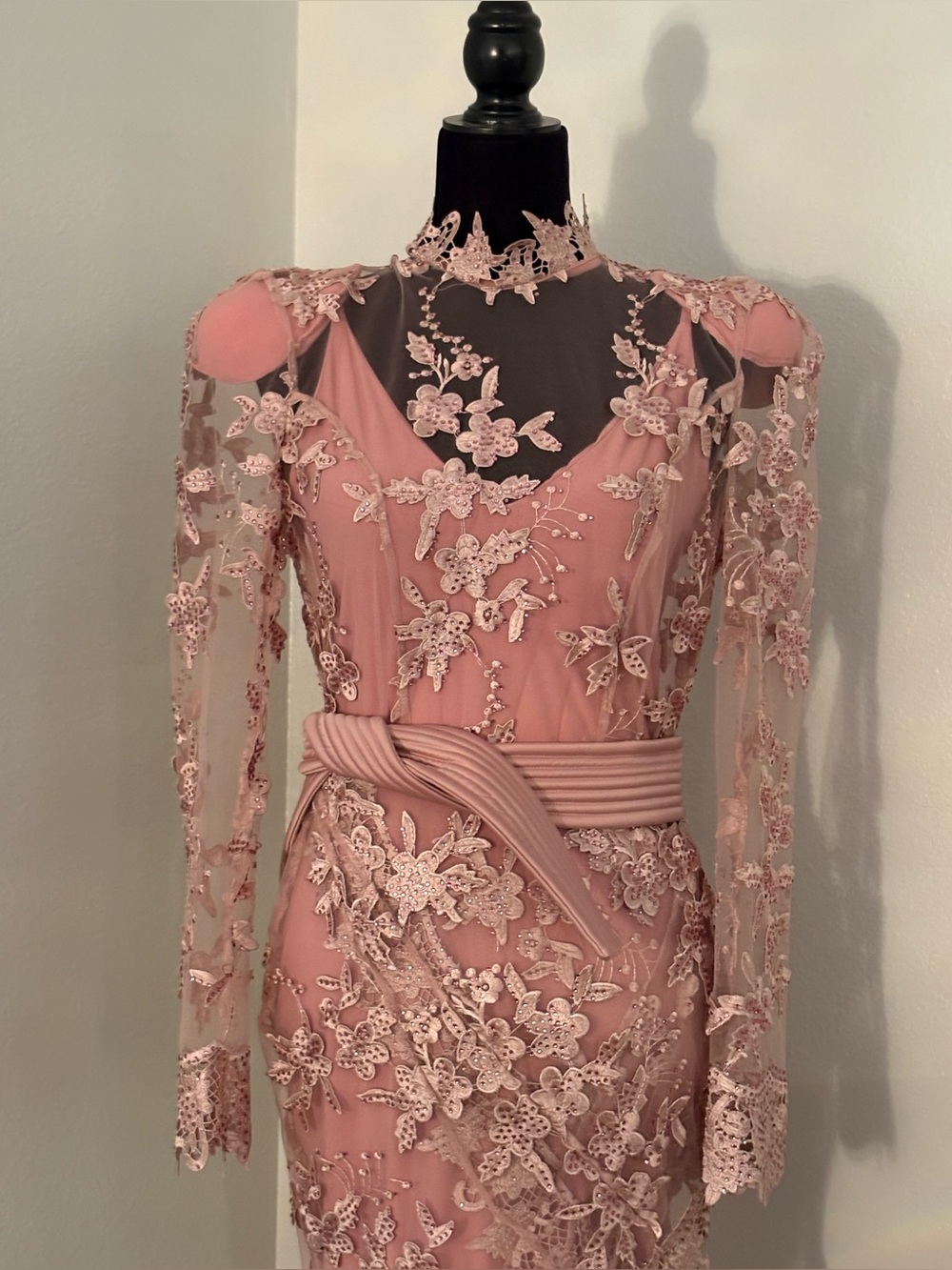 Zhivago Signature Floral Lace Poison Gown in blush pink - Picture 4 of 15